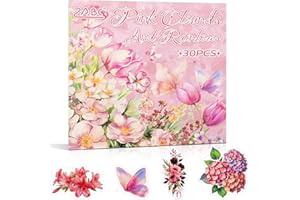 Uideyvi Rose Garden Series Sticker Scrapbooking Supplies for Junk Journal, 30 Sheets PET Stickers - Vintage Journaling Stickers, Ephemera Sticker Book Pre Cut(TZ-005-001)