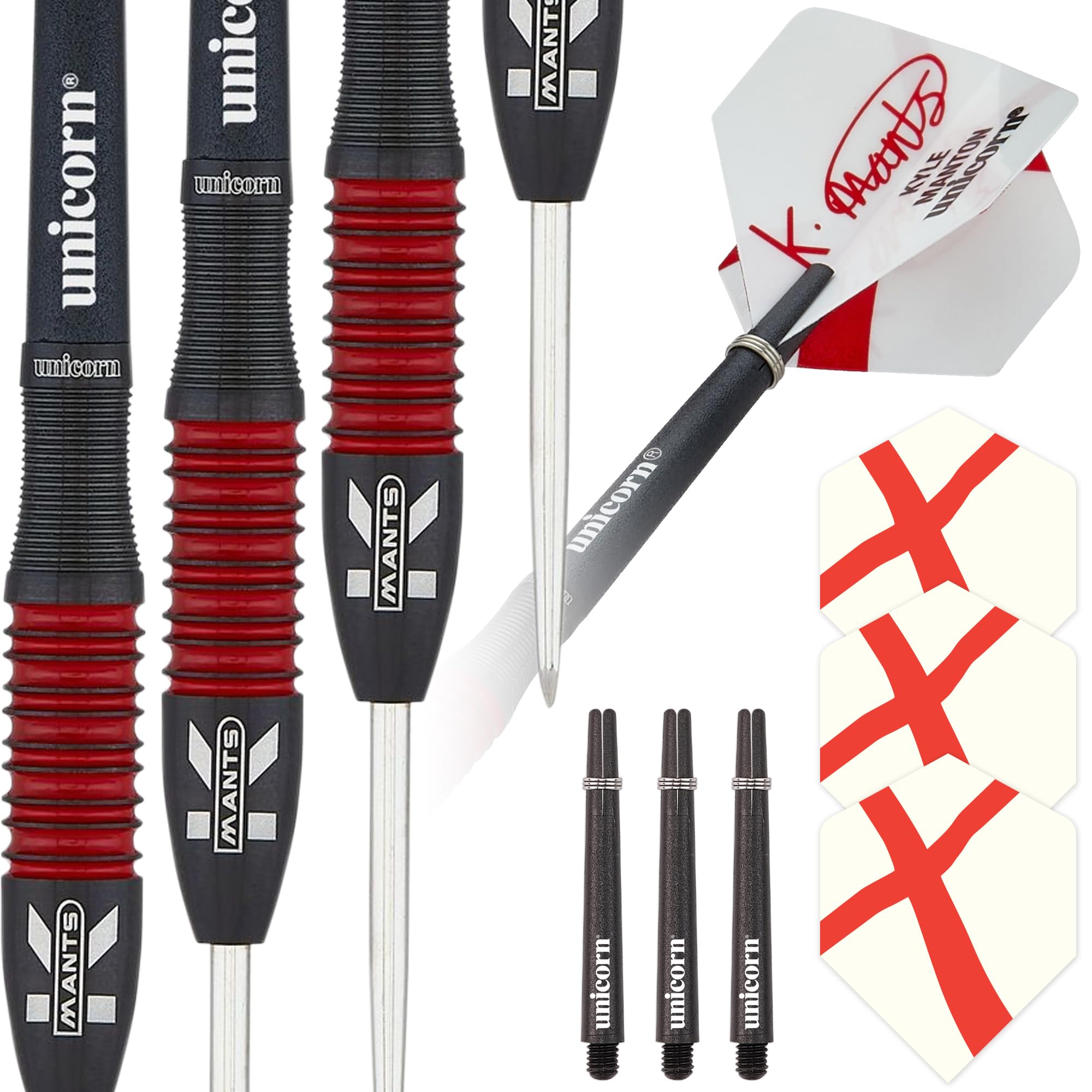 ‎Unicorn Steel Tip Professional Darts Set | Kyle 'Smiler' Manton Generation 180 | 95% Tungsten Barrels with Black Titanium Coating | 26 g