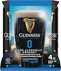 [Pack of 4] Guinness Irish Dry Stout Draught Non-Alcoholic NA Beer, Malt Beverage w/Natural Flavors- 14.9 Fl Oz