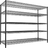 REIBII 55.5" W Storage Shelves 3200LBS Metal Shelving 5 Tier Wire Shelving Unit Garage Shelving Heavy Duty Metal Shelves for Storage Rack Commercial Adjustable Pantry Shelf, 55.5" W X 18''D X 71" H