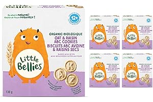 Little Bellies, Organic Oat & Raisin Cookies (Pack of 5 x 130g Individual Packs)