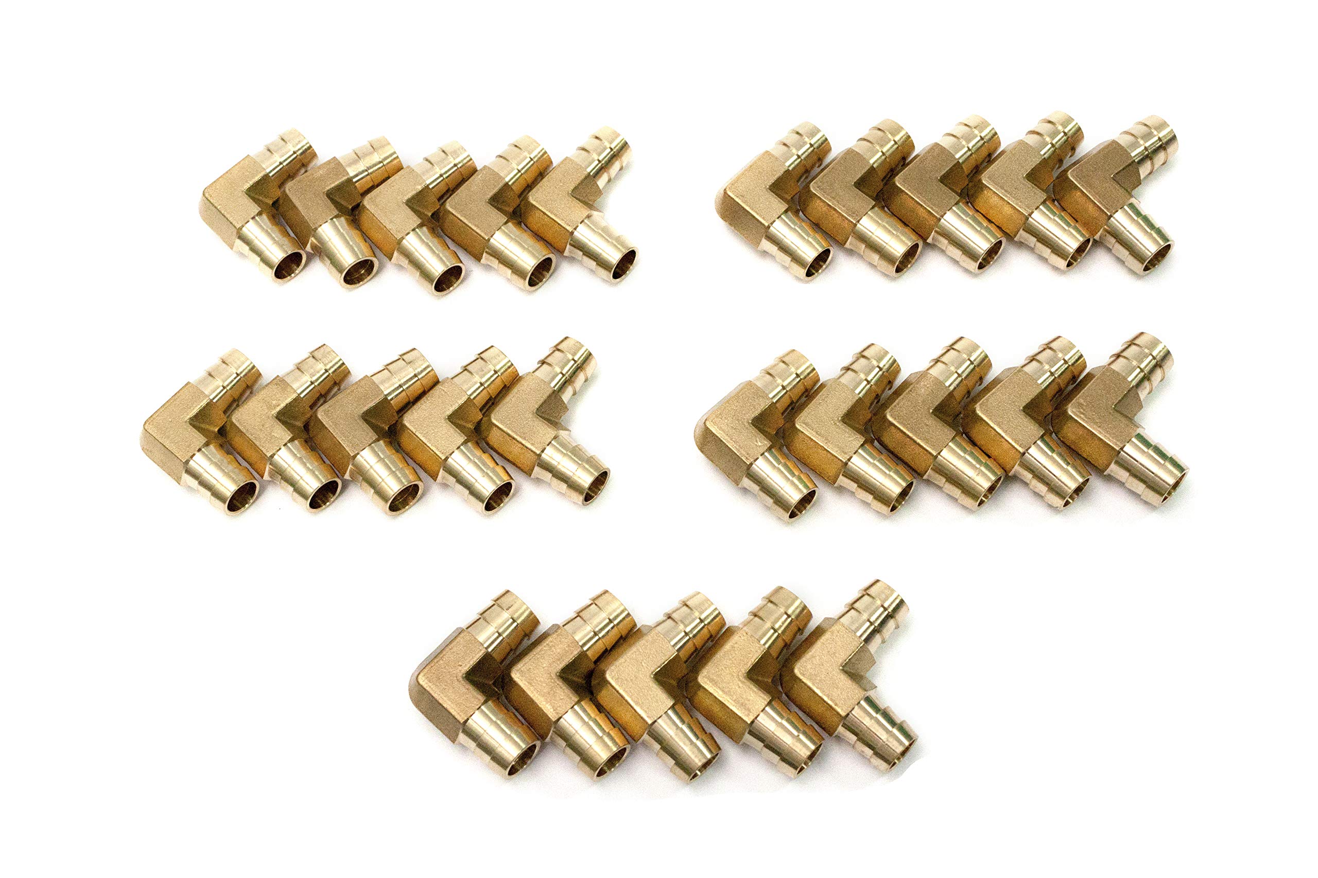 LTWFITTING 90 Deg Elbow Brass Barb Fitting 1/2-Inch x 1/2-Inch (13mm) Hose ID Air/Water/Fuel/Oil/Inert Gases (Pack of 25)