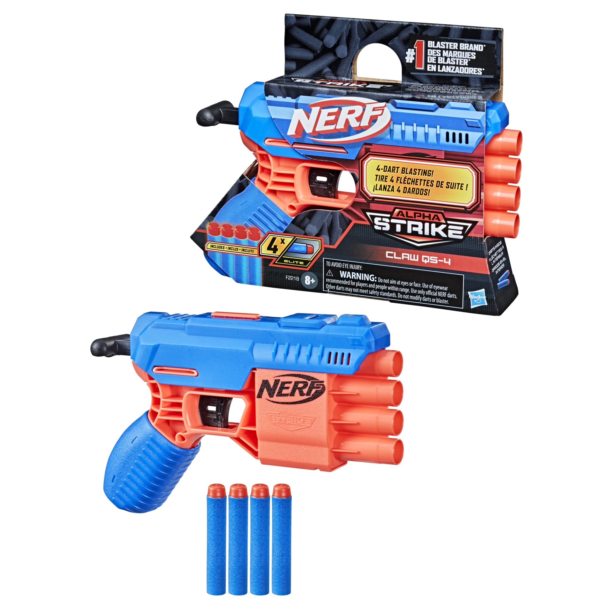 Nerf Alpha Strike Claw QS-4 Blaster 4 Official Nerf Elite Foam Darts