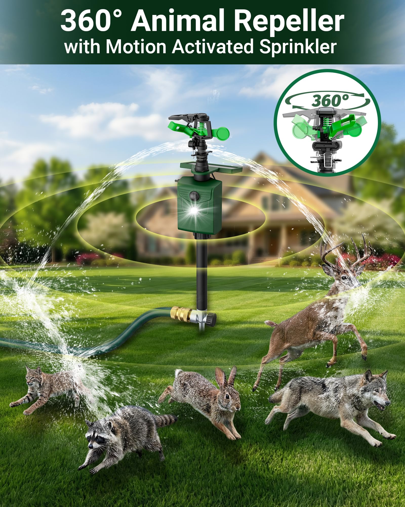 Condition photo showing New/Like New for g-jyuncyou motion-activated sprinkler, solar animal repellent outdoor - deer cat deterrent with moti