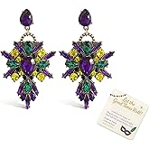 Mardi Gras Outfit for Women Mardi Gras Earrings for Women Acrylic Bow Dangle Carnival Jewelry Festive Party Outfit Matching Shirts Accessories