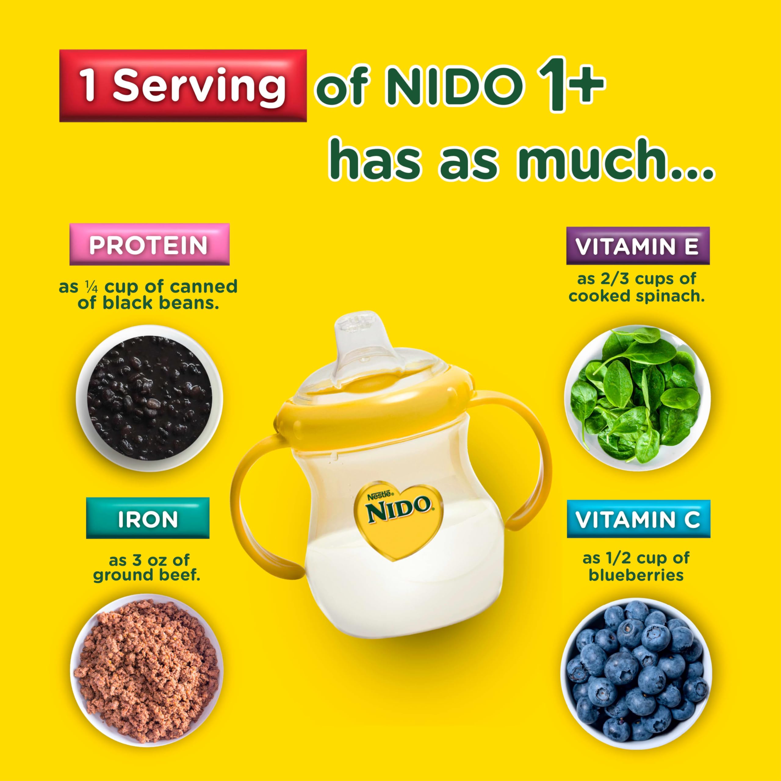 Nido NESTLE Kinder 1+ Powdered Milk Beverage 1.76 lb. Canister