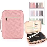 Durable and Protective Bible Cover Case for Women,Portable Bible Carrier Organizer Bag with Zipper,Christian Gift for Women,Includes 15 Magnetic Bookmarks,Great for Church,Travel or Daily Use, Pink
