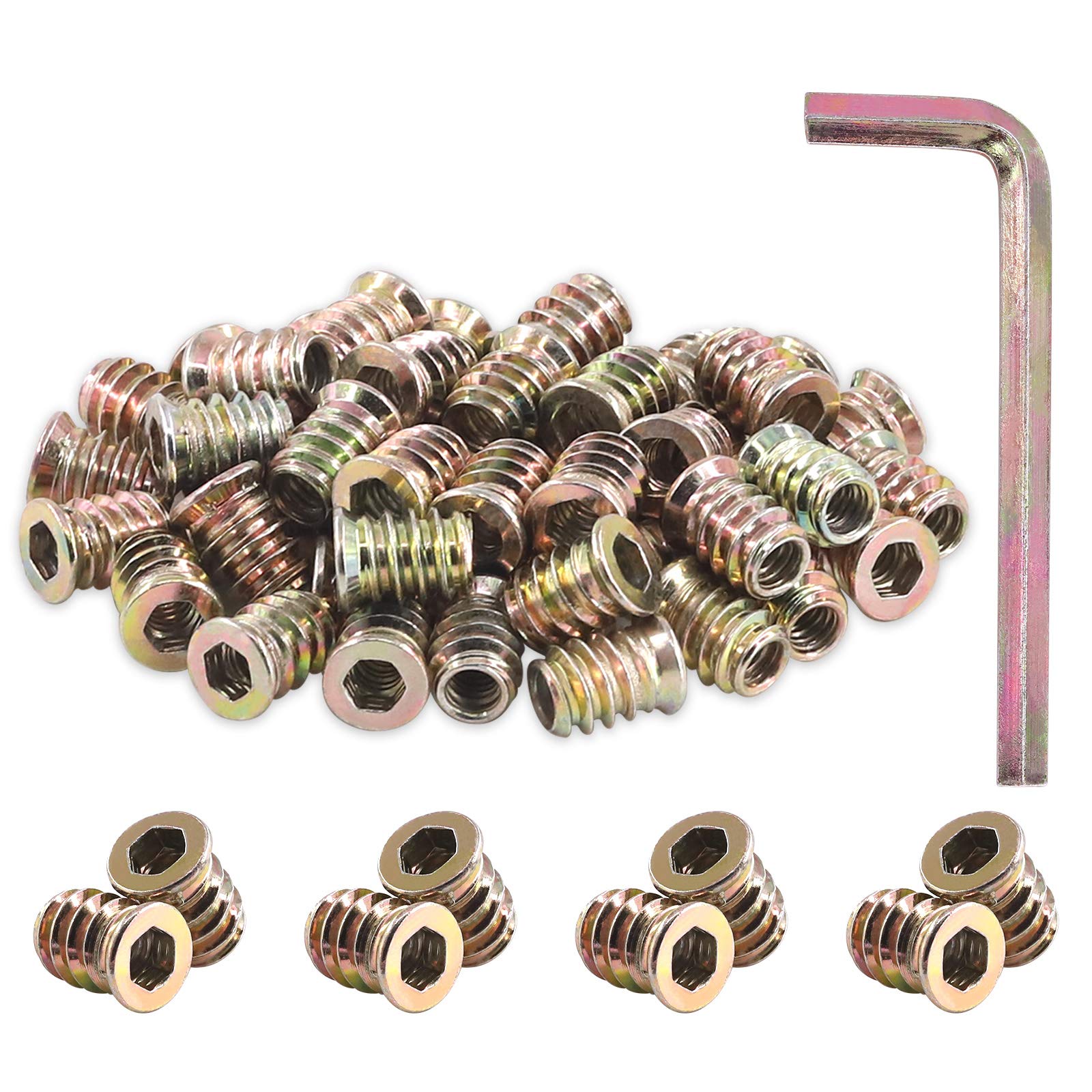 50pcs Threaded Inserts For Wood, Screw In Nut Insert * For Wood Furniture