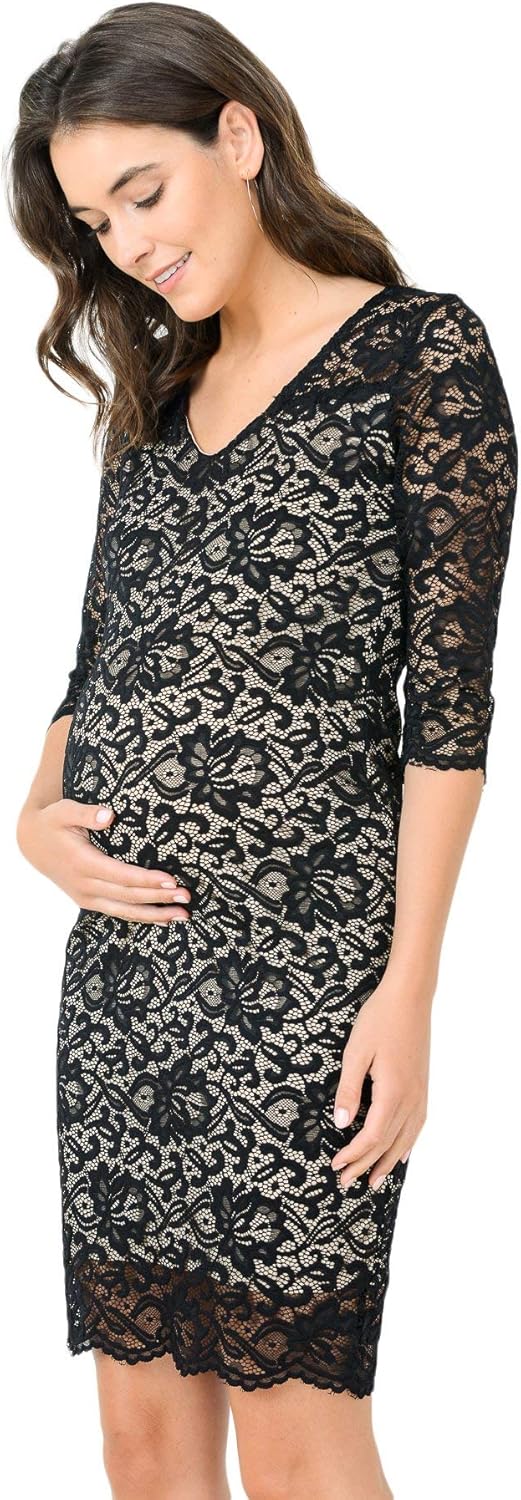 HELLO MIZ Women's Maternity Floral Lace Knee Length Bodycon Dress at  Women’s Clothing store