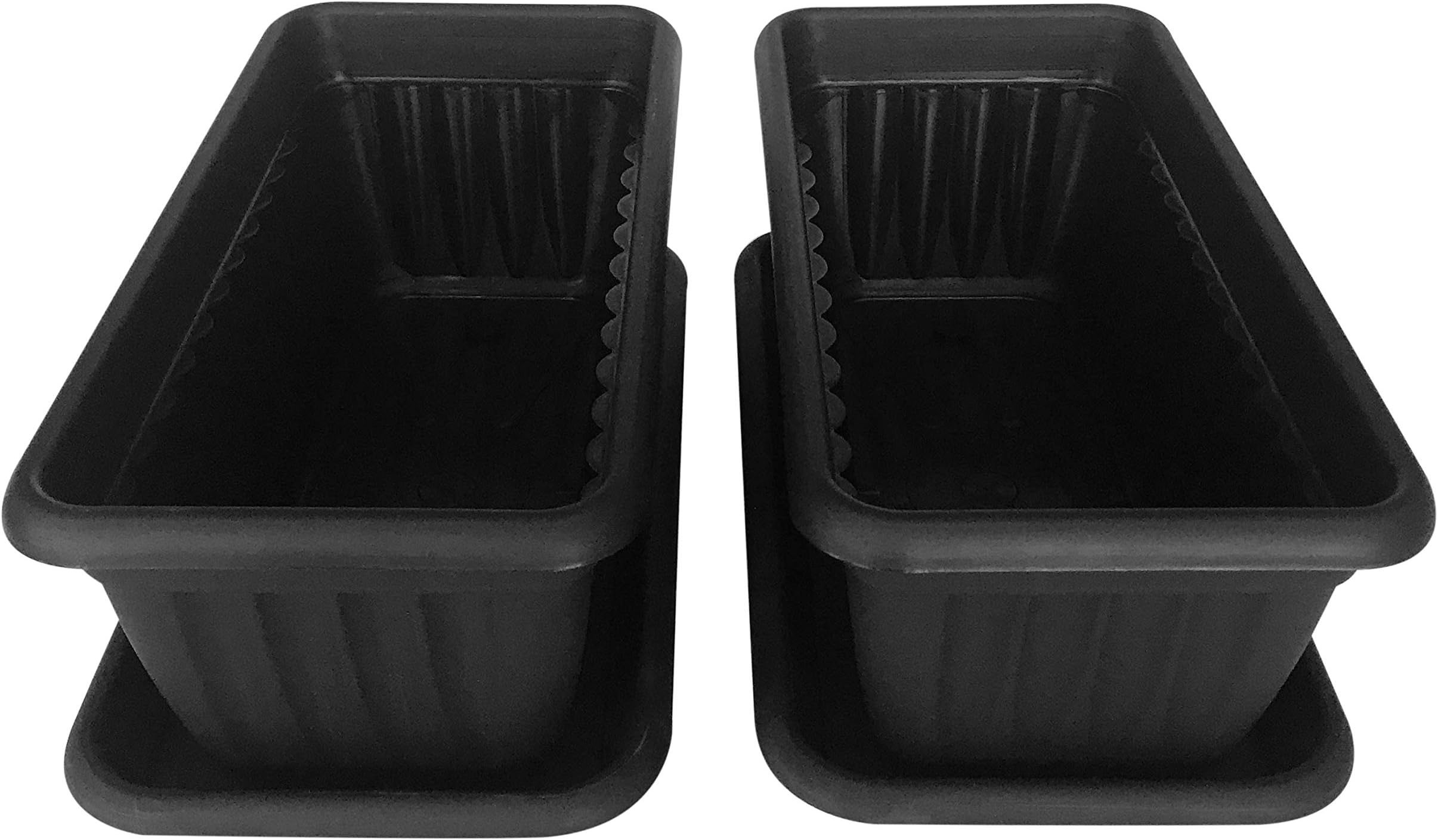 Premium High-Density Plastic Planter Denise 13.8" Set of 2 Units (Black)