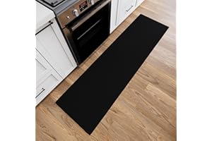 Ottomanson 3x8 Non Slip Hallway Runner Rug with Rubber Backing - Solid Modern Kitchen Rug for Bedroom or Living Room, Black, 2'7" x 8'