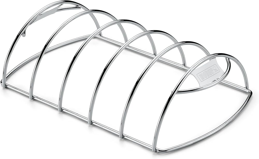 Weber Rib Rack 6605 Stainless Steel BBQ Grill Accessory Holds 5 Ribs Dishwasher
