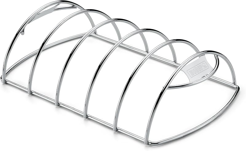 Weber Rib Rack 6605 Stainless Steel BBQ Grill Accessory Holds 5 Ribs Dishwasher