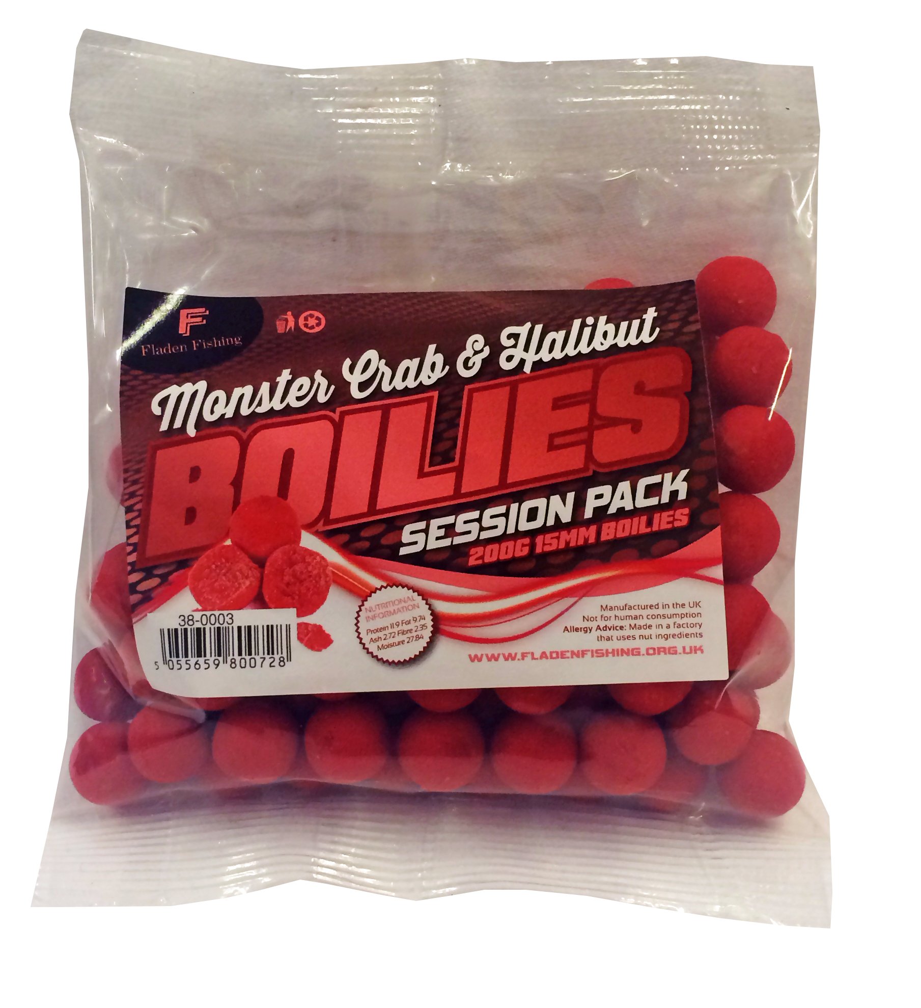 Session Pack 15 mm Monster Crab & Halibut Boilies - Red, 200 g