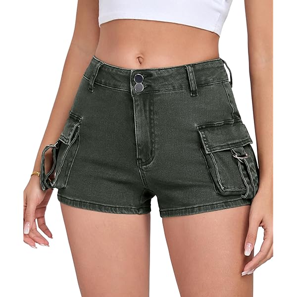 Alexander Wang Women's High Waisted Cargo Rave Shorts, Army Green