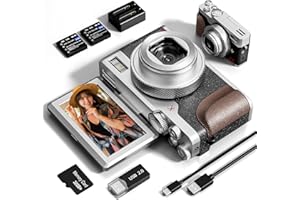 G-ANICA Digital Camera, 56MP Cameras for Photography, 4K Vlogging Camera for YouTube, 180°Flip Screen Digital Point and Shoot Camera with 16X Zoom, Compact Camera for Beginner with 32GB SD Card(Sliver)