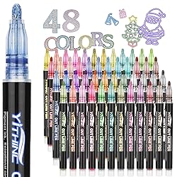 Outline Shimmer Markers, 48 Glitter Metallic Gel
