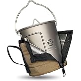Bestargot Camping Titanium Pot, 750ml Outdoor Cup with Insulation Cup Carrier, Titanium Camping Drinkware, 132g Lightweight and Large Capacity (750 titanium)