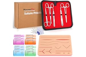 Honwaysim Complete Suture Practice Kit for Medical Students, Suturing Kit with Tear-Resistant Silicone Pad (14 Wounds), Suturing Instruments, and 20 Suture Threads for Vet, Dental, Nursing Training