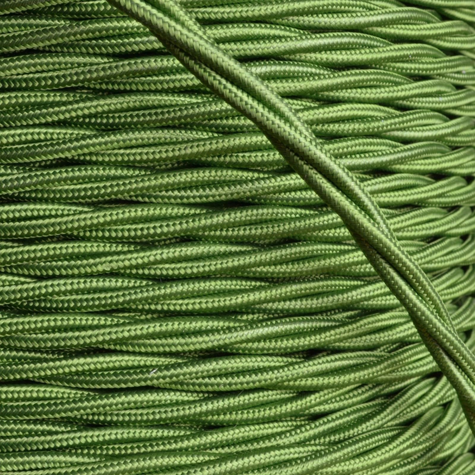 3 Core Twisted Silk Braided Vintage Fabric Lighting Cables Flex 0.75mm UK Electrical 6mm Cable with Earth Wire, Antique Flexible Cord DIY Pendant Light, Lighting Appliances (Army Green - 10m)