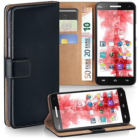 moex Wiko Rainbow 4G | Hülle Schwarz mit Karten-Fach 360° Book Klapp-Hülle Handytasche Kunst-Leder Handyhülle für Wiko Rainbo