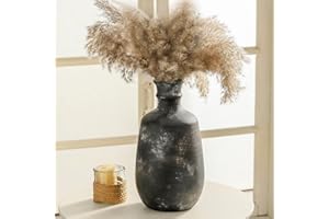 OOIT Ceramic Rustic Vase, 12.4" Vases Home Decor Whitewashed Terracotta Vase Pottery Pampas Vase Flower Vase Clay Decorative Vase for Home Decor Table Living Room Shelf Mantel Decor