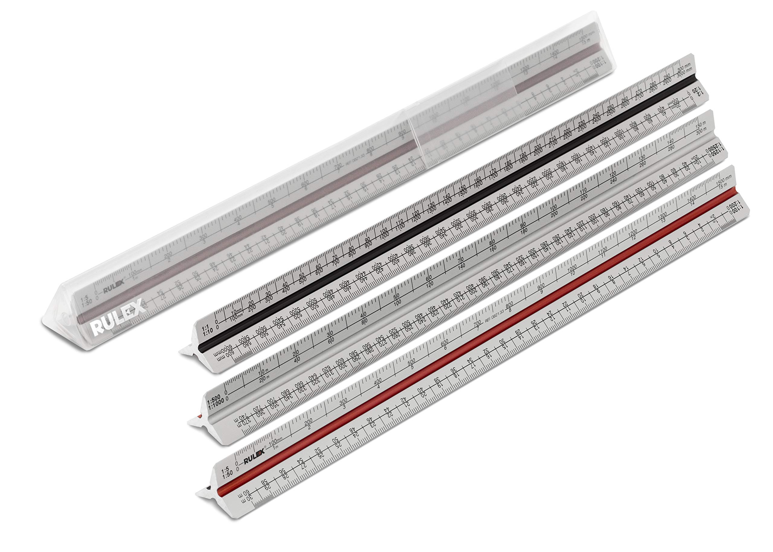 Rulex 30cm Metal (c) Triangular Scale Ruler 1:1 1:10 1:2 1:20/1:5 1:50 1:100 1:200/1:500 1:1000 1:1250 1:2500