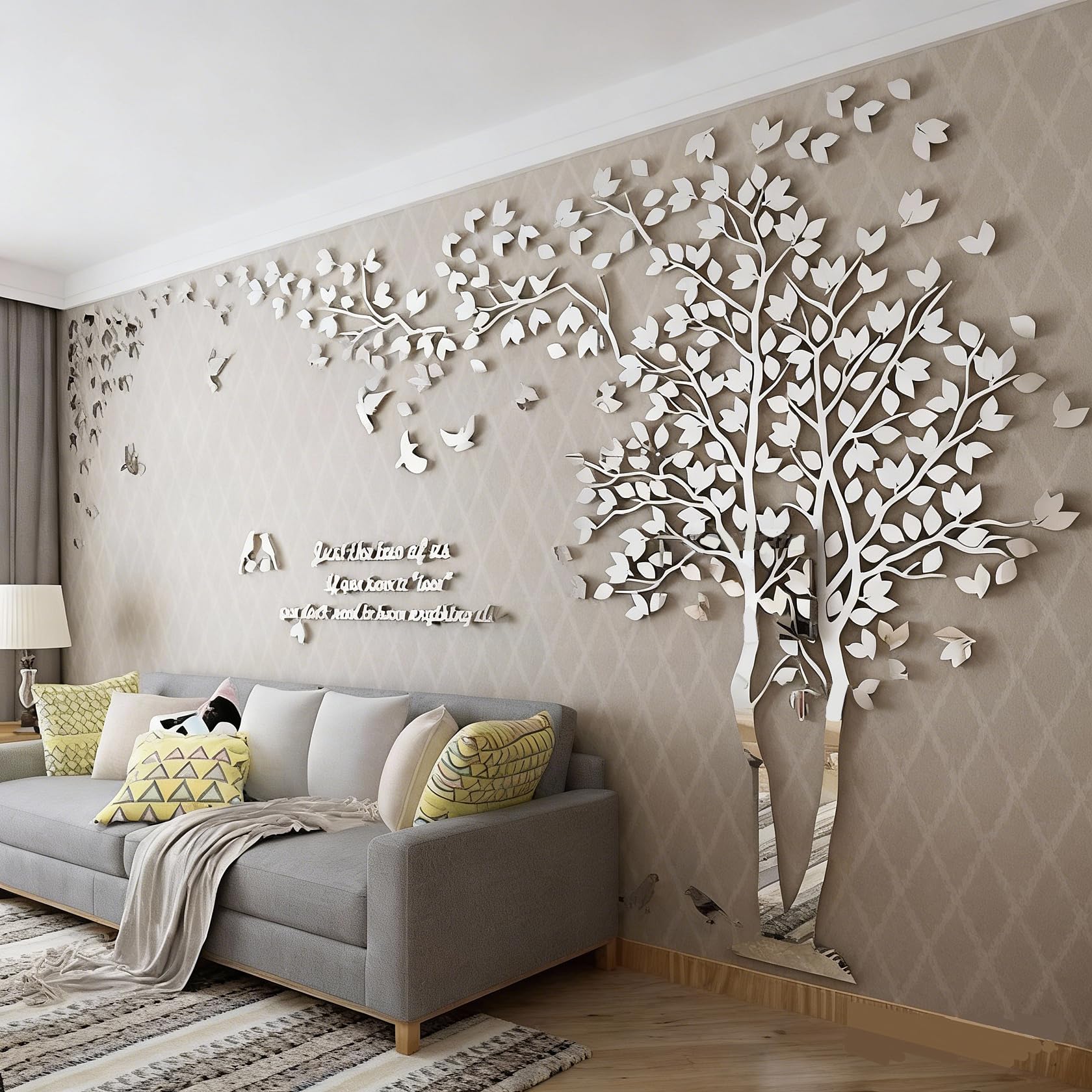 3D DIY Tree Wall Sticker Large Family Bird and Tree Wall Decal Art Mural Stickers Home Decor for Living Room Bedroom Home Decoration TV Backdrop Wall