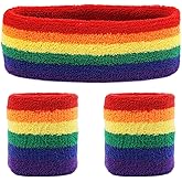 Aster 3Pieces Sweatband Set, Including 1 Sports Headband and 2 Sweat Wristbands, Moisture Wicking & Sweat Absorbing, Black, Cotton, Standard, for Men and Women