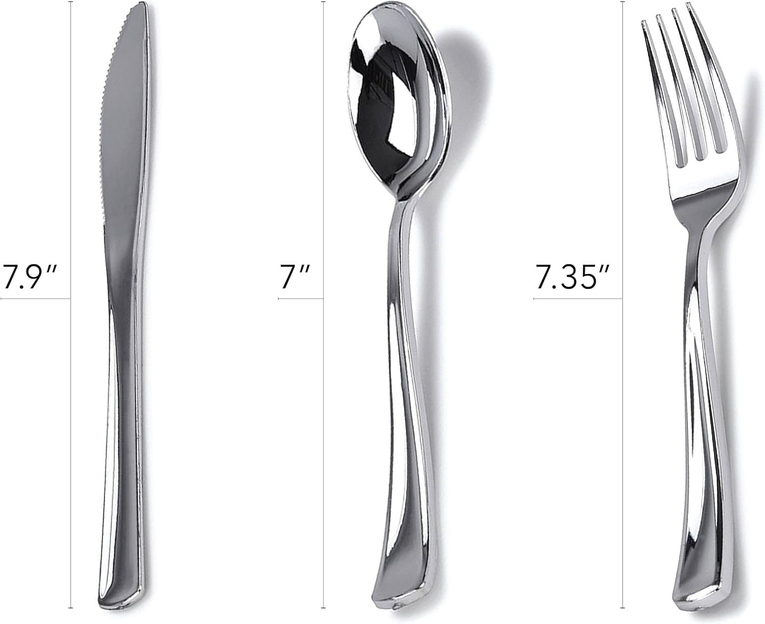  | Fancy Disposable Plates with Cutlery - 125 Piece Silver Plastic Party Plates and Silverware for Weddings, Party, Baby Shower, Birthday, Holiday - Service for 25 Guests (Silver Rim): Dinnerware Sets