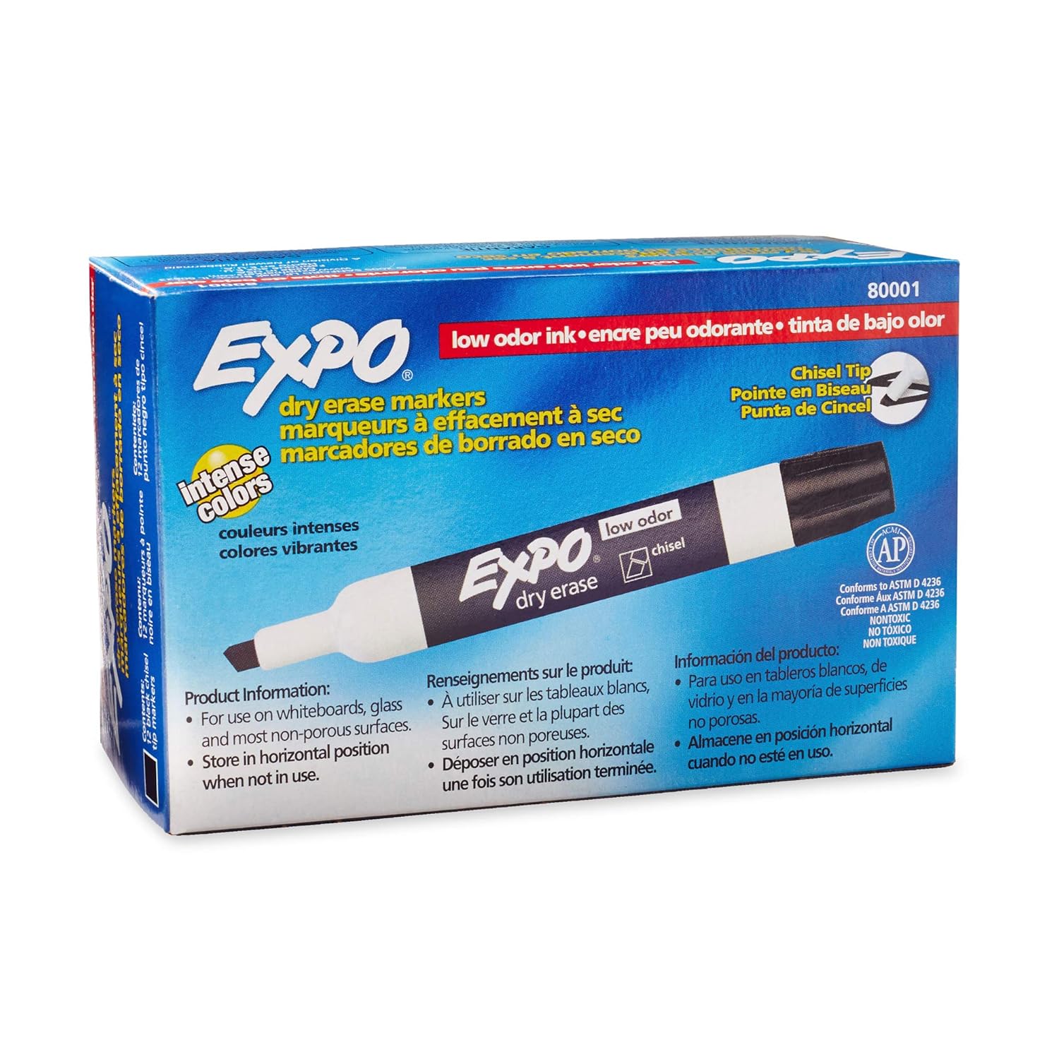 Expo Low Odor Chisel Tip Dry Erase Markers, Black, 12 Pack (80001