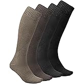 Warm Knee High Socks for Women Christmas Gift Thermal Cotton Socks For Girl Stylish Design Fun (4 Pairs)