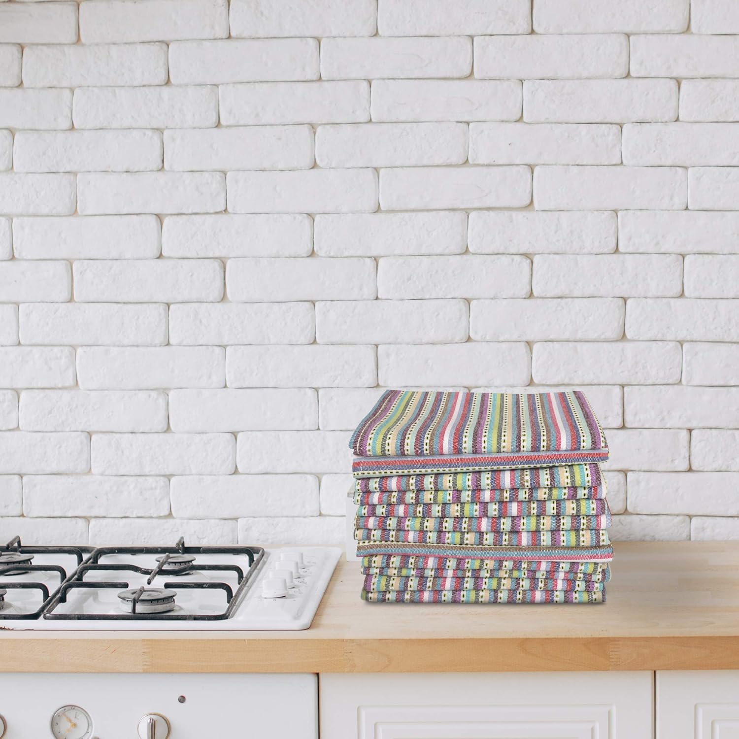 Urban Villa, Cuisine Stripes, Dinner Napkins, Everyday Use, Premium Quality, 100% Cotton, Set of 12, Size 20X20 Inch, Over sized Cloth Napkins with Mitered Corners, Ultra Soft, Durable Hotel Quality: Kitchen & Dining
