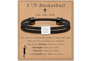 Lydow Baseball/Soccer/Basketball/Football Cross Bracelet for Son Boys Teen Players Team Lovers Grandson Men, Birthday/Valentines Day/Christmas Gifts