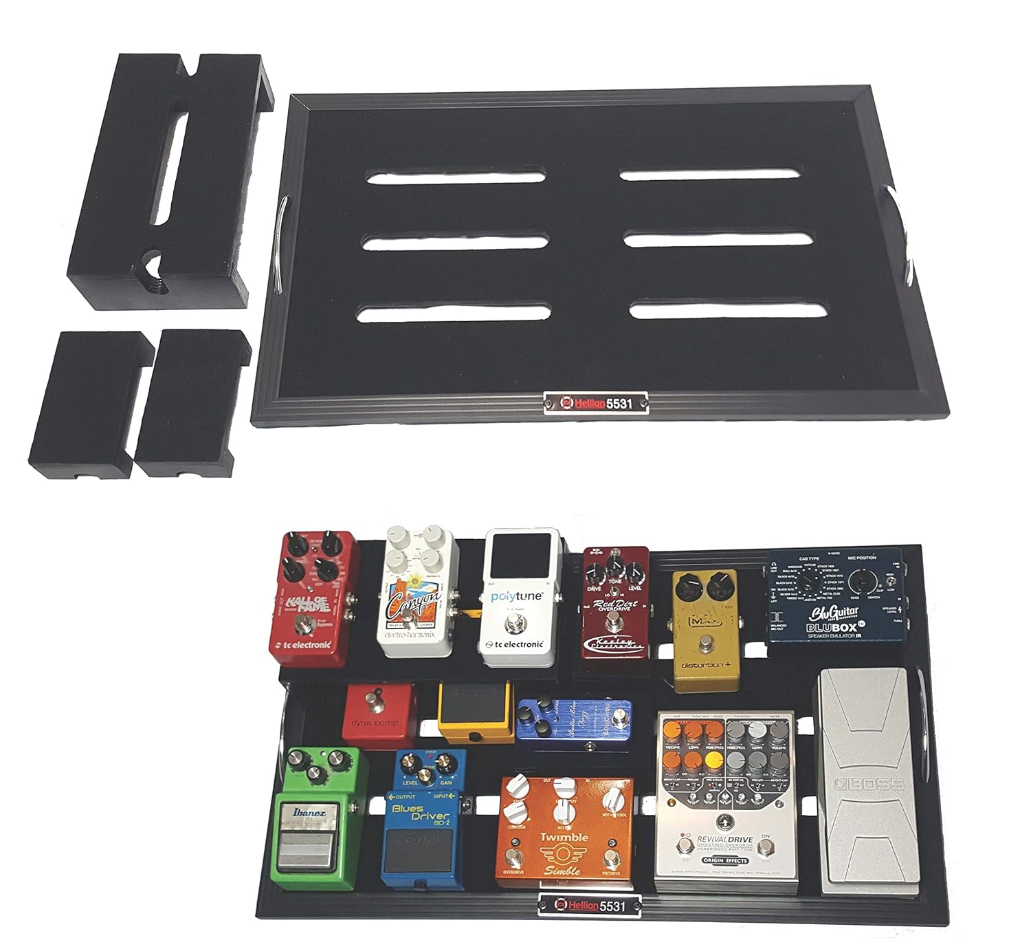 Hellion5531 Guitar Effects PedalBoard+2 Pedal Risers+1 Universal Pedal
