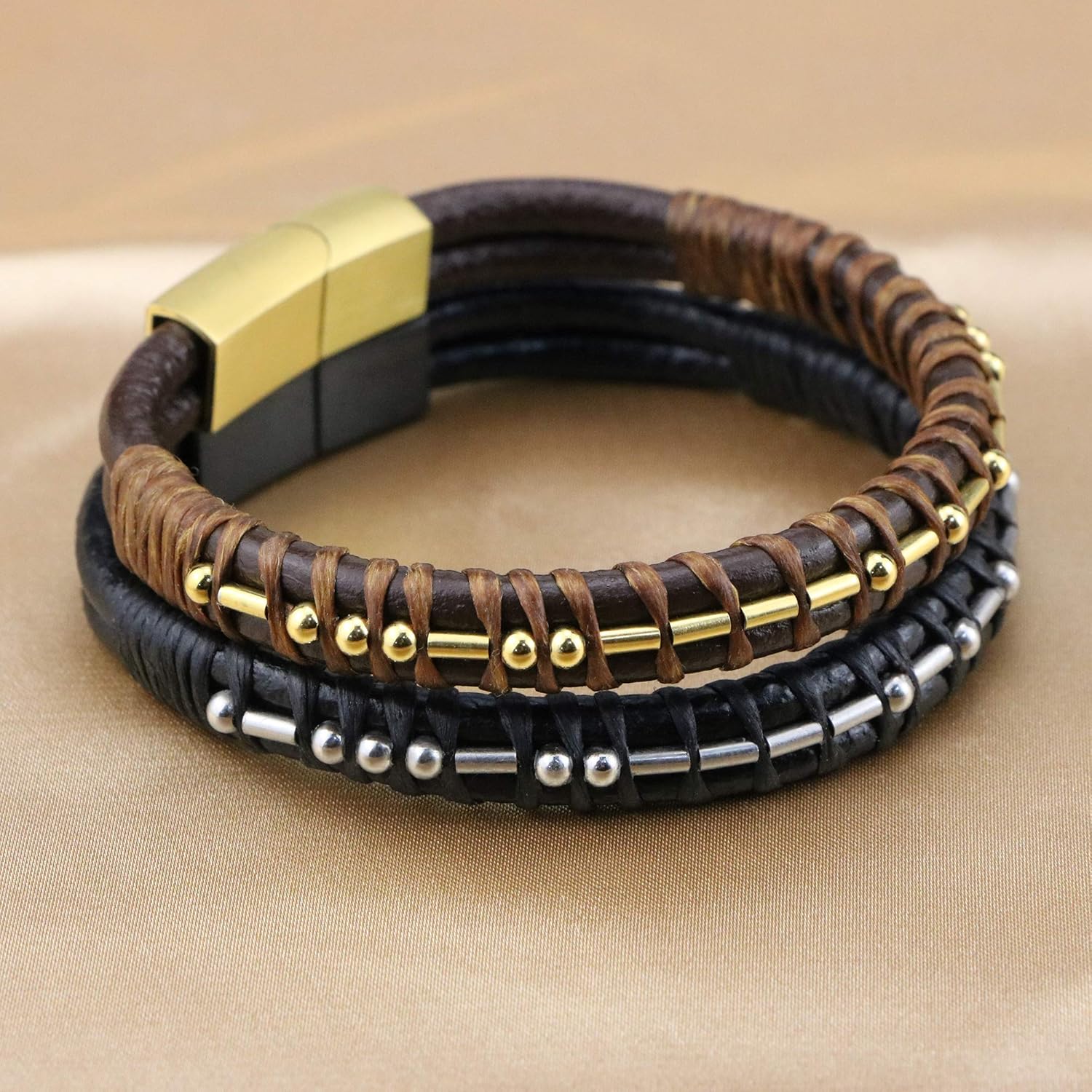 MEMGIFT Inspirational Gifts for Men Leather Morse Code Bracelets for Brother Boys Funny Christmas Birthday Gift for Boyfriend Sister Leather Jewelry Handmade Bangle Black: Jewelry