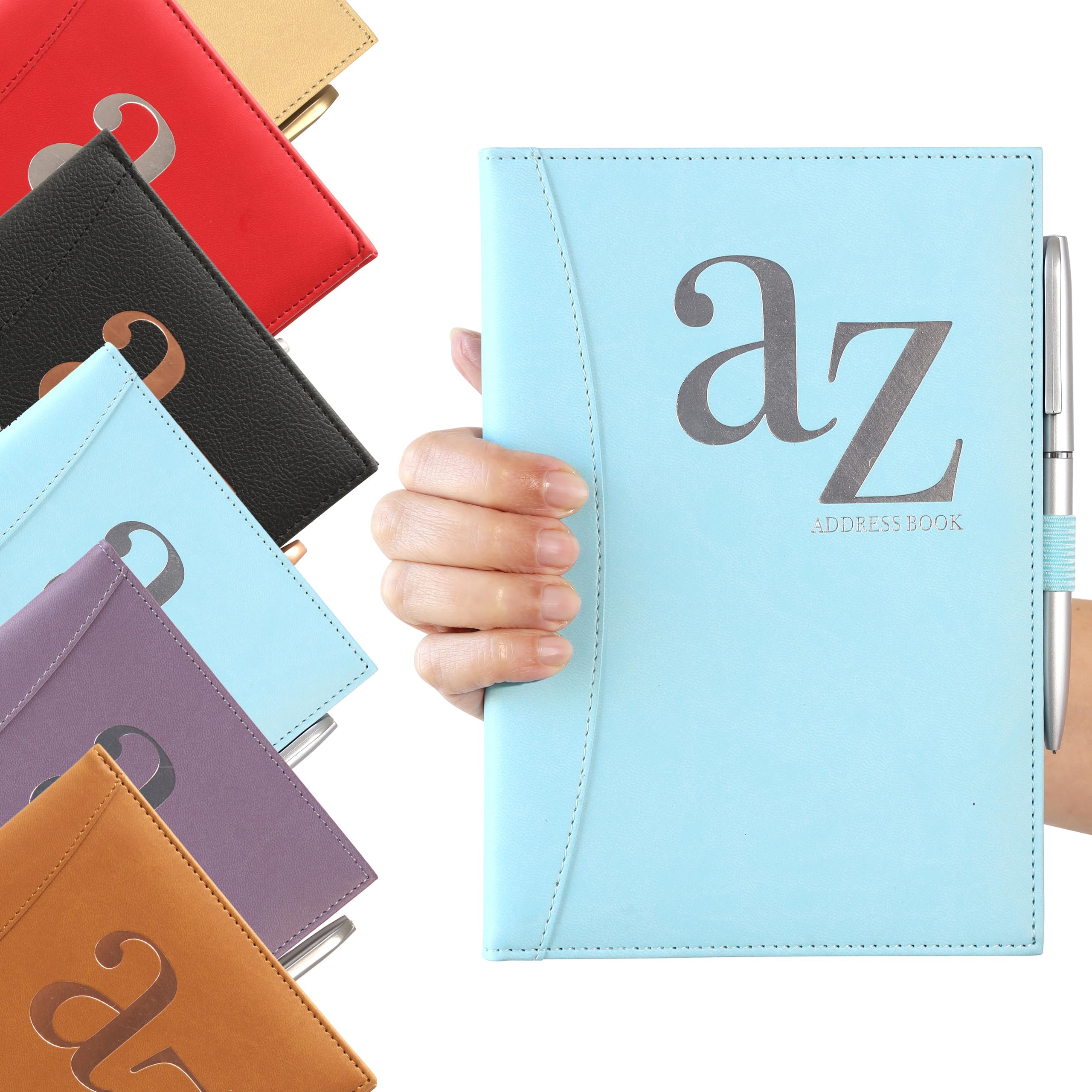 Aqua Blue A to Z Telephone Address Book A-z Index Hard Back Cover with Pen Address Book Home Office Work (Aqua Blue)