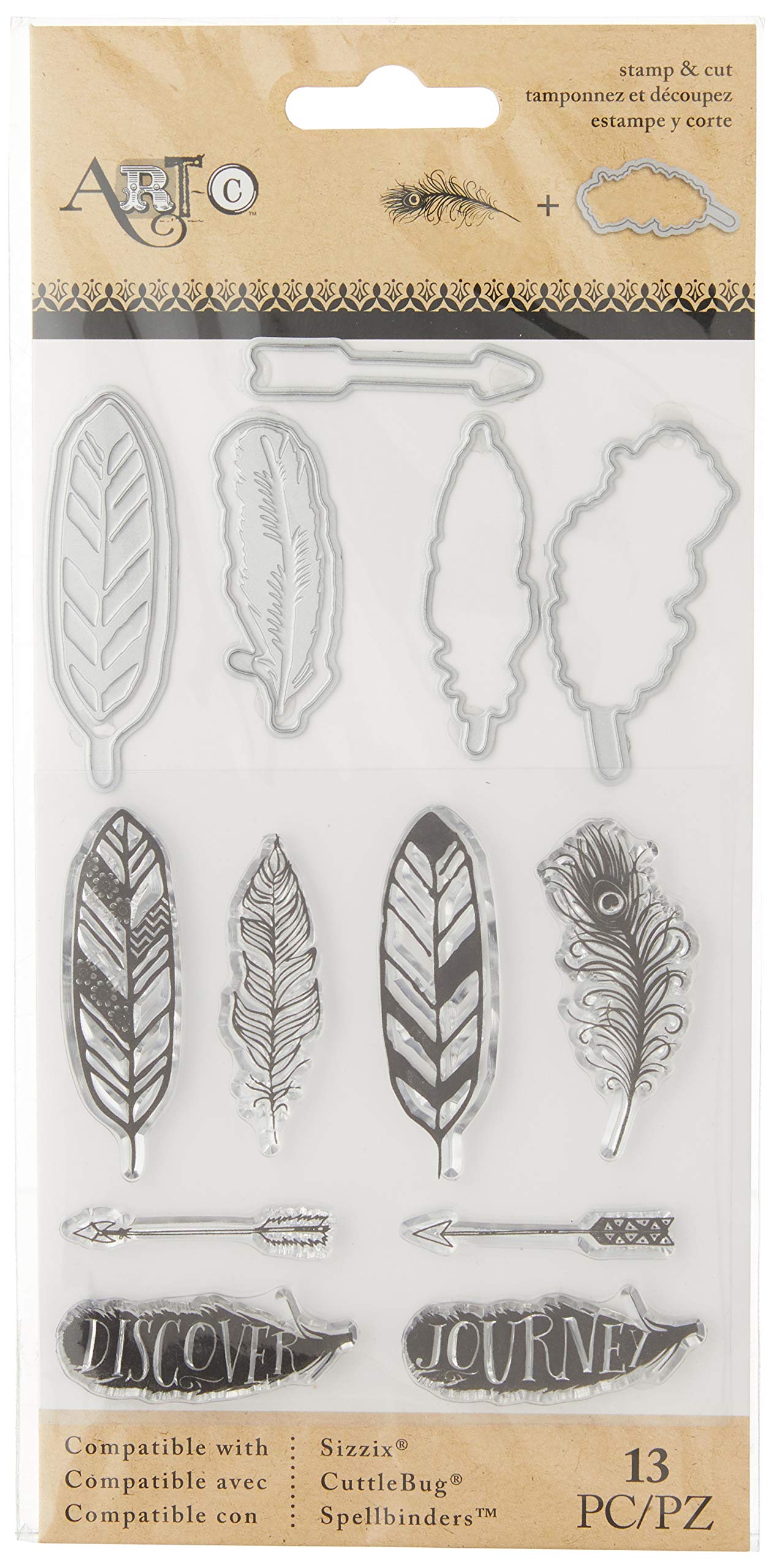 Momenta Stamp and Die Set-Feathers, Other, Multicoloured, 0.25 x 10.79 x 21.59 cm