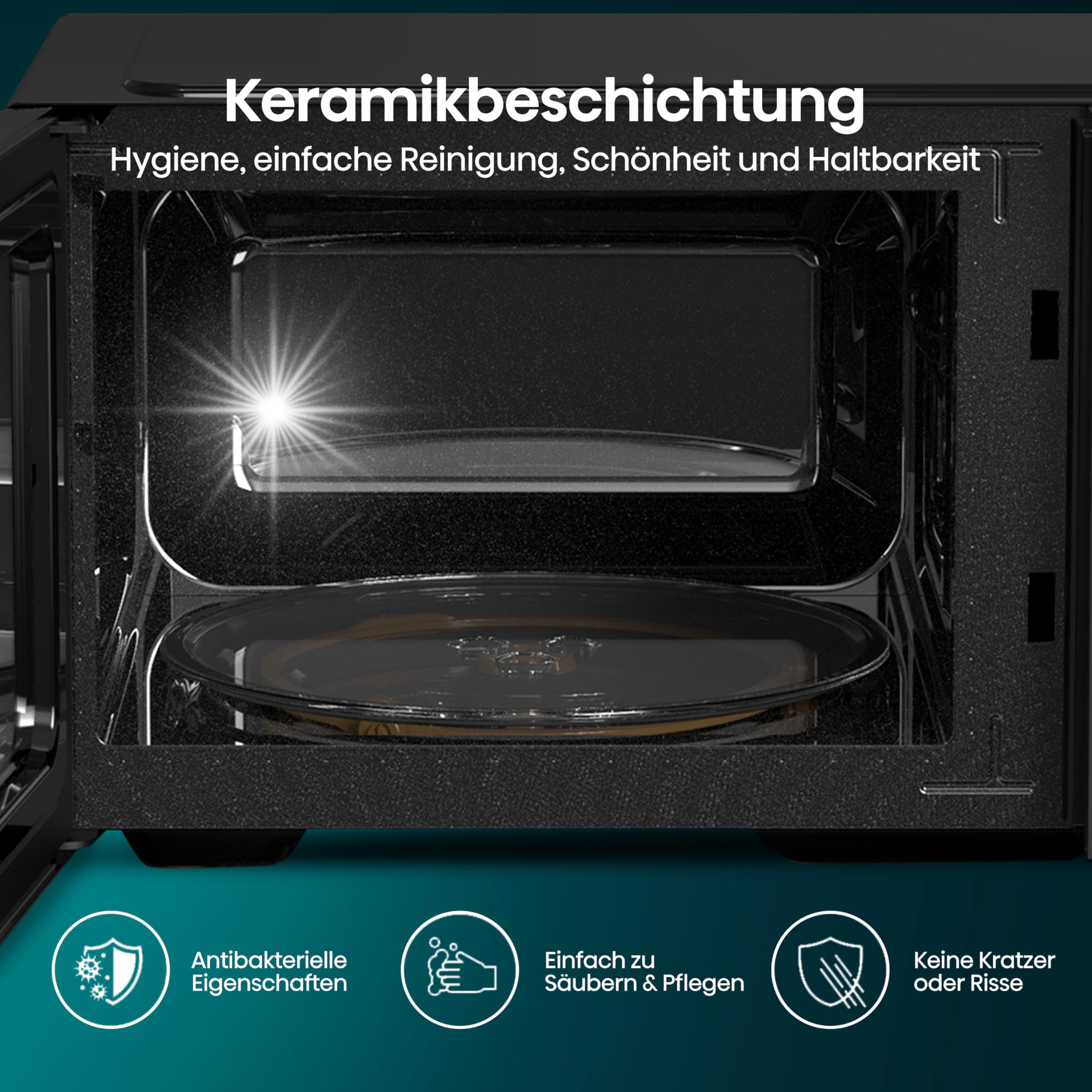 Hisense H20MOBP1HI Mikrowelle /20 L /700W /InverterTech/Keramikbeschichtung/Premium Glas/Maßgeschneidert, Mehrphasiges Kochen/Auftaufunktion/5 Leistungsstufen/Kindersicherung/Schwarz 7