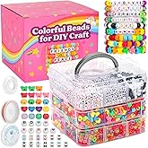 shynek 3800 Pony Beads: Bulk for Bracelets, Hair Braids & Craft - Colorful Plastic, Kandi, Star & Letter Beads for Jewelry Making