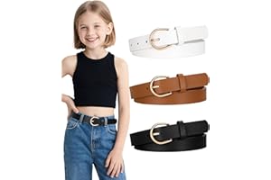 SUOSDEY 3 Pack Kids Belts for Girls Skinny Cute Leather Belts for Teen Little Toddler Girls