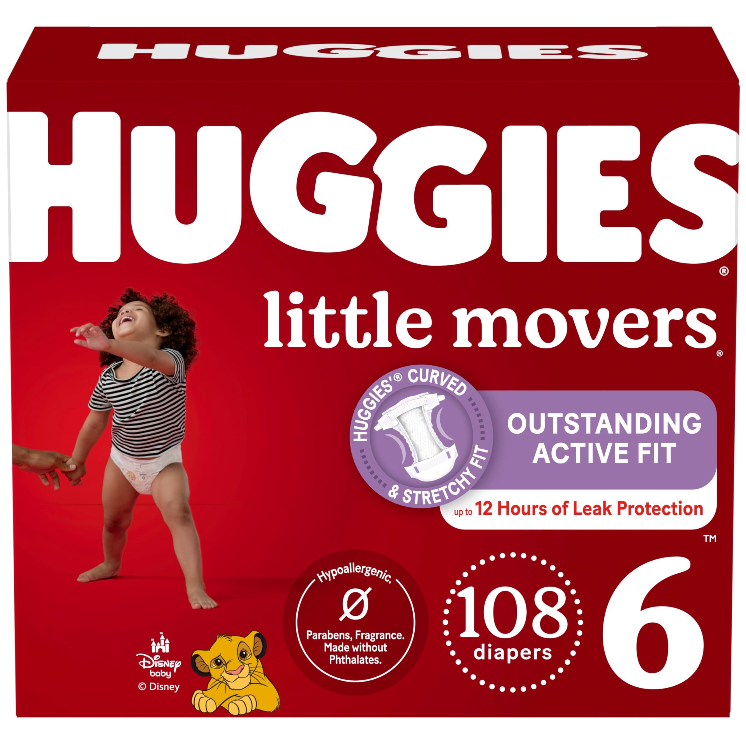 Photo 1 of Huggies Size 6 Diapers, Little Movers Baby Diapers, Size 6 (35+ lbs), 108 Count (2 Packs of 54), Packaging May Vary