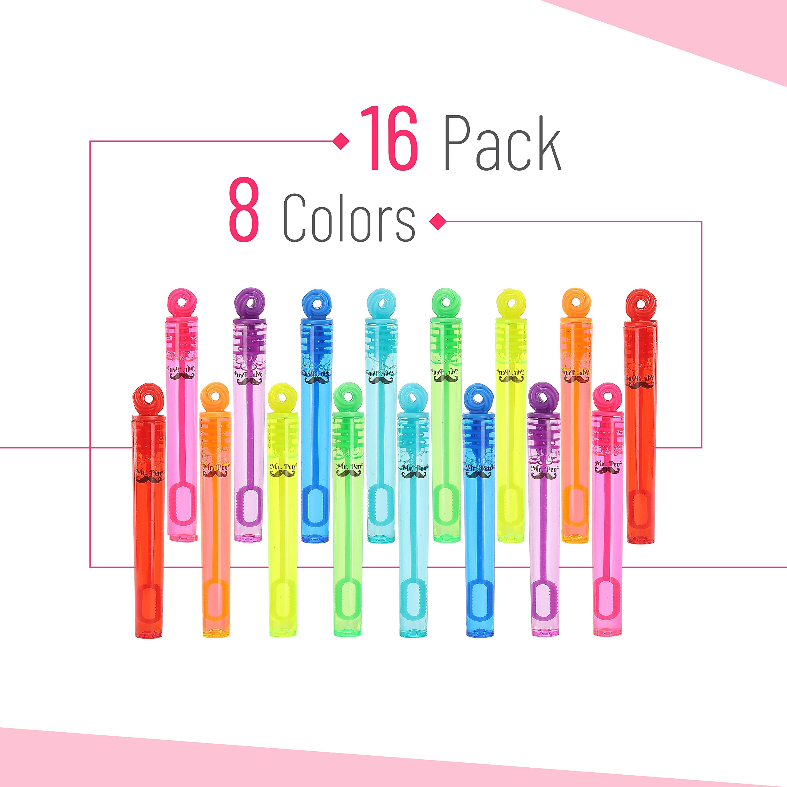 Mr. Pen- Mini Bubble Wands, 4 Inch, 16 Pack, Colorful Mini Bubbles Party Favors for Kids, Party Favors Bubbles, Small Bubble Wands for Kids Bubbles