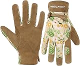 HANDLANDY Gardening Gloves for Women Deerskin Leather Breathable Medium