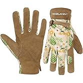 HANDLANDY Gardening Gloves for Women, Breathable Ladies Leather Garden Yard Gloves Best Gift for Gardeners