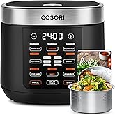 COSORI Rice Cooker 10 Cup, 24h Keep Warm, 18 Functions Fuzzy Logic Rice Maker with Stainless Steel Steamer Basket, Sauté, Slo
