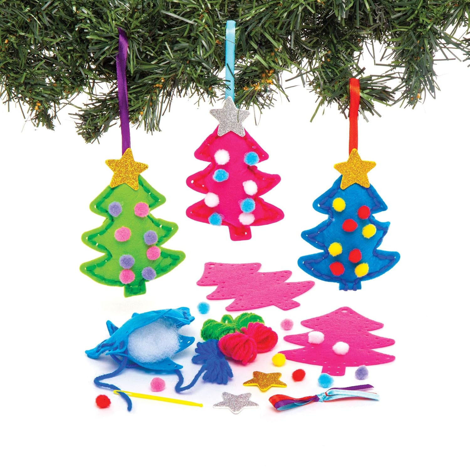 Baker Ross Aw993 Christmas Tree Decoration Sewing Kits Festive
