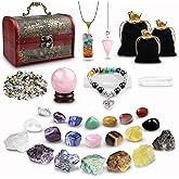 Healing Crystals Set, 28 Pcs Crystals and Healing Stones 7 Chakra Stones Kit for Beginners Raw Protection Reiki Spiritual Energy Meditation Natural Gem with Wooden Box, Crystals Gifts for Women