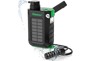 Greeshow Electric Portable Water Filter Camping - Solar Powered, Hand Crank, USB Charging, Water Purifier Survival with Emergency Light for Hiking Backpacking Travel Outdoor, Phone Charger, GS-2811