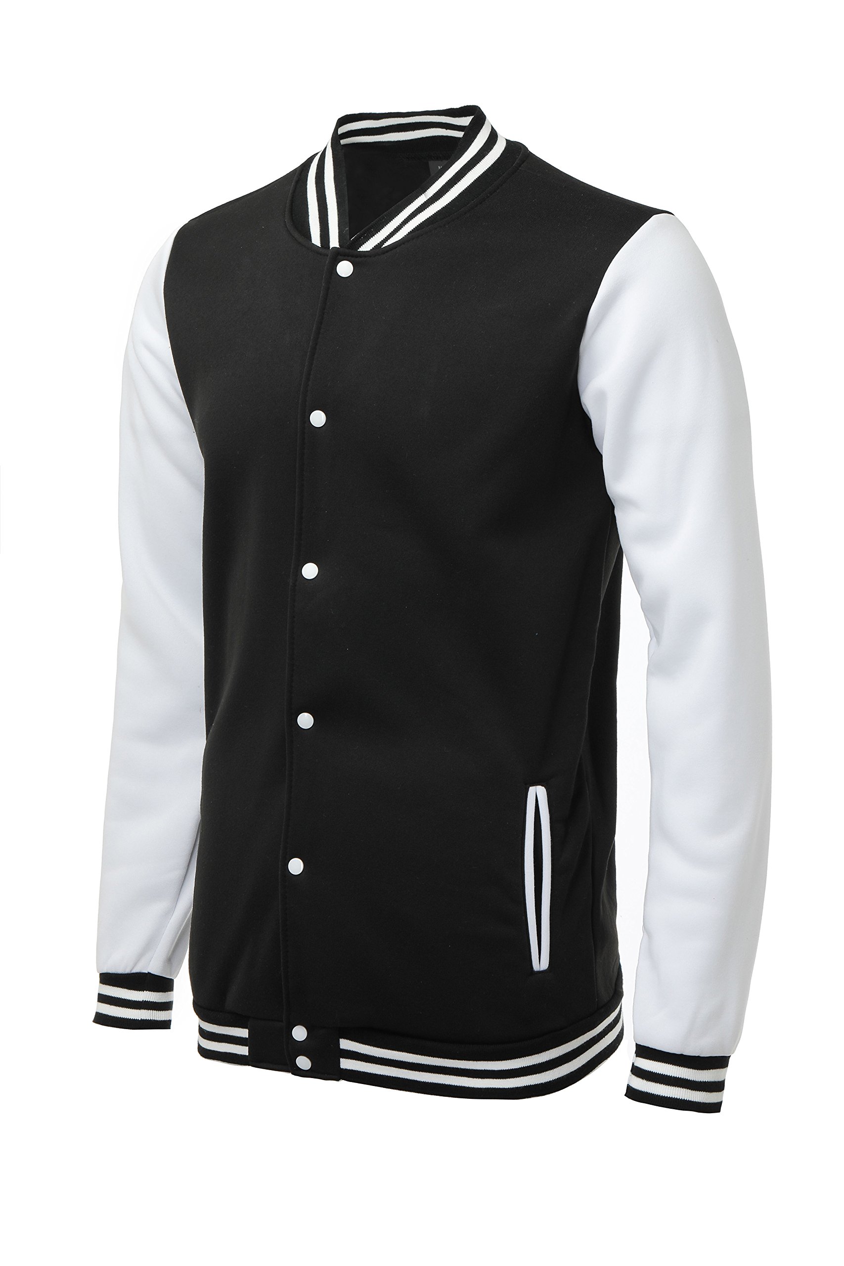 Trifuness Varsity Jacket Letterman Jacket Baseball Jacket With Long Sleeve Banded Collar Black
